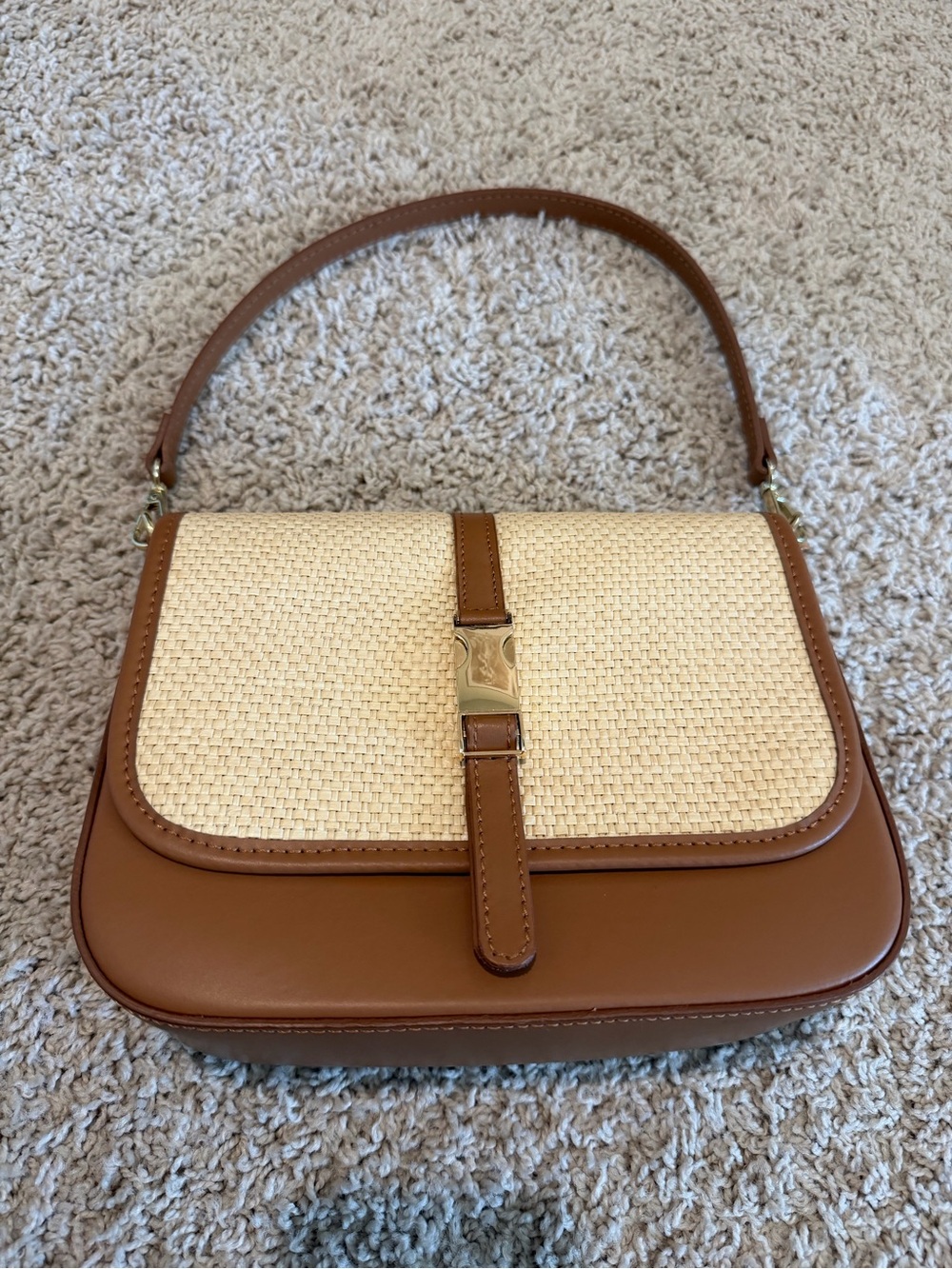 Stella Bianca Leather Woven Brown Shoulder Bag